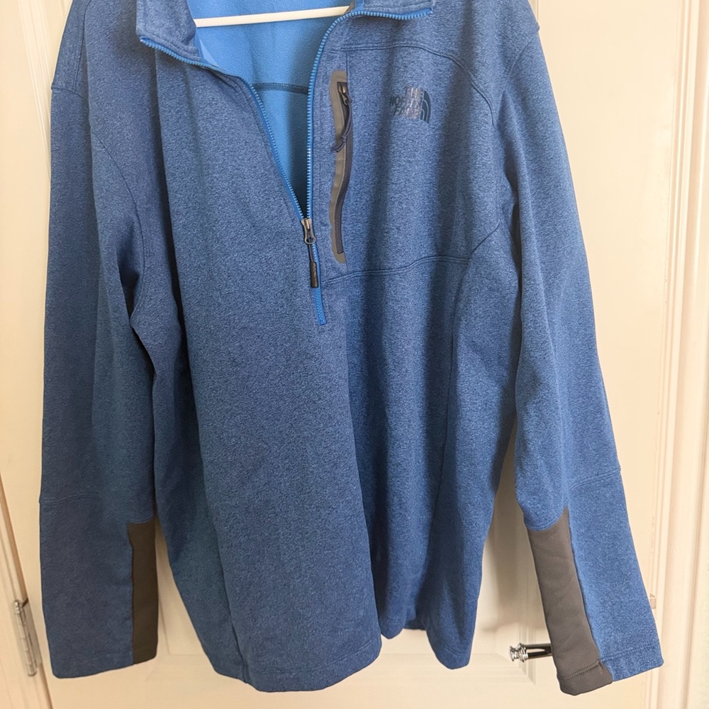 The North Face Blue and Gray Zip Up Sweater